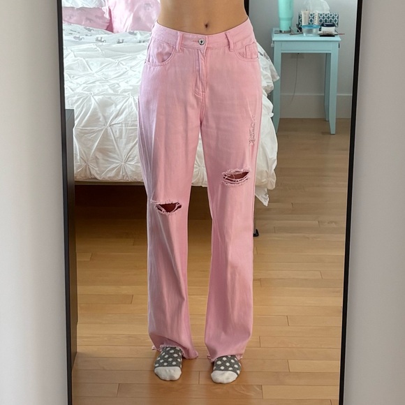 Pink Ripped Jeans - Picture 1 of 5
